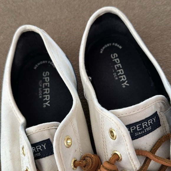 Sperry Top Sider Casual Sneakers Size Womens 9.5 Ivory Blue Trim (TD) - Picture 4 of 10